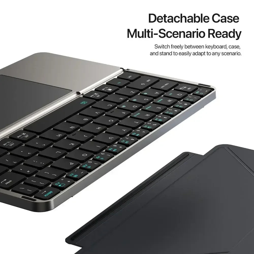 Folding Bluetooth Keyboard PC Phone Holder Wireless Foldable Keyboard PU Leather with Touchpad for Ios/Android/Windows/Mac