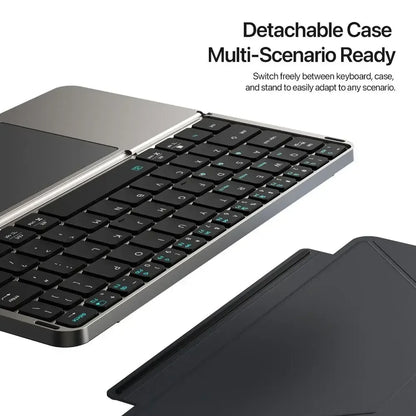 Folding Bluetooth Keyboard PC Phone Holder Wireless Foldable Keyboard PU Leather with Touchpad for Ios/Android/Windows/Mac