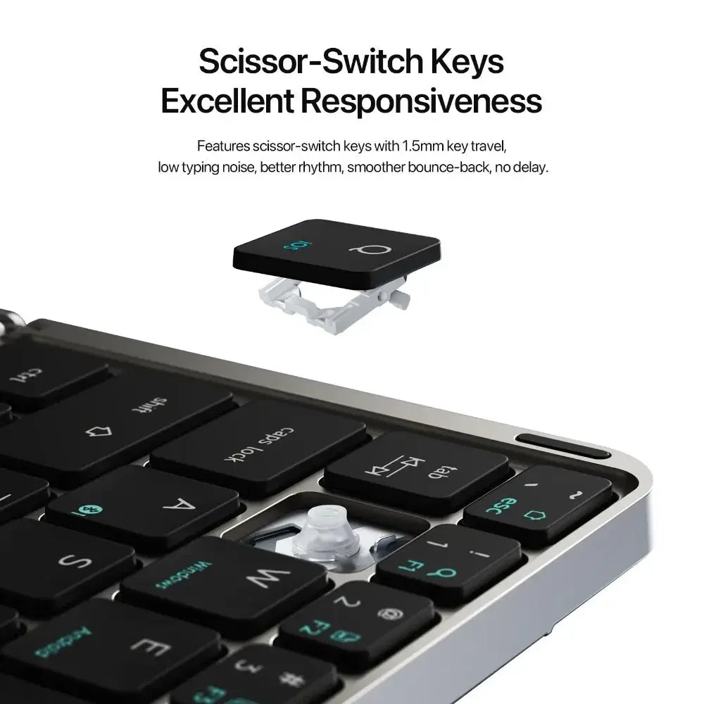 Folding Bluetooth Keyboard PC Phone Holder Wireless Foldable Keyboard PU Leather with Touchpad for Ios/Android/Windows/Mac