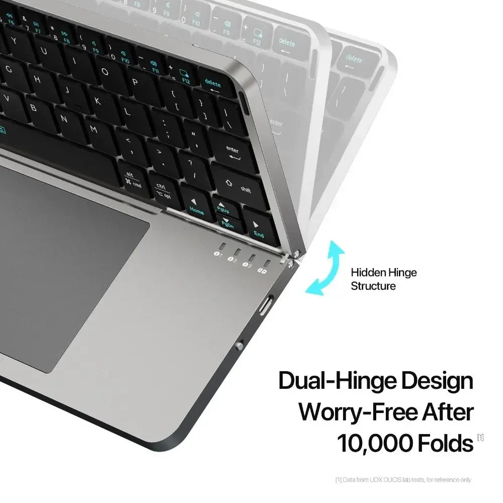 Folding Bluetooth Keyboard PC Phone Holder Wireless Foldable Keyboard PU Leather with Touchpad for Ios/Android/Windows/Mac