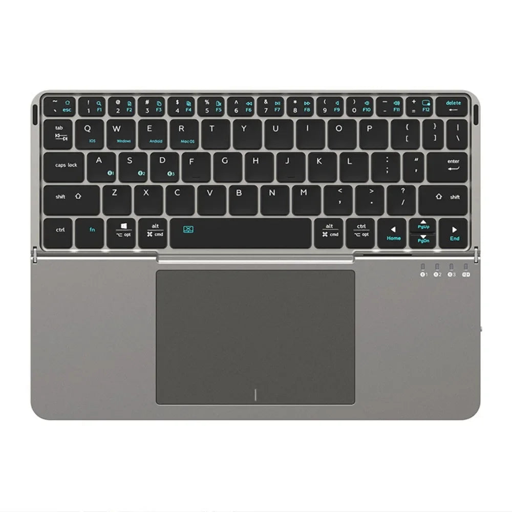 Folding Bluetooth Keyboard PC Phone Holder Wireless Foldable Keyboard PU Leather with Touchpad for Ios/Android/Windows/Mac